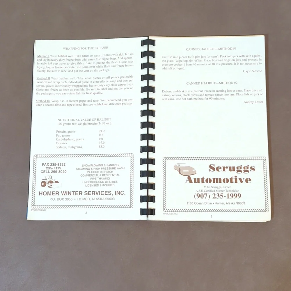 2 Halibut Cookbooks Spiral 1989 Alaskan Recipes 2000 Homer, Alaska Recipes